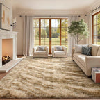 Area Rugs for Living Room, Tie-Dyed 6x9 Feet Soft Fluffy Shagg Plush Rug High Pile Large Indoor Modern Non-Slip Floor Carpet for Bedroom Nursery Kids Home Room Dorm Decor Aesthetic Khaki