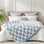 Snuggle Sac Chevron Throw Blanket for Couch, Reversible Super Soft Warm Blankets Cozy Knit Fuzzy Plush Lightweight Throws for Sofa, Bed, Camping, Blue, 50x60 inches