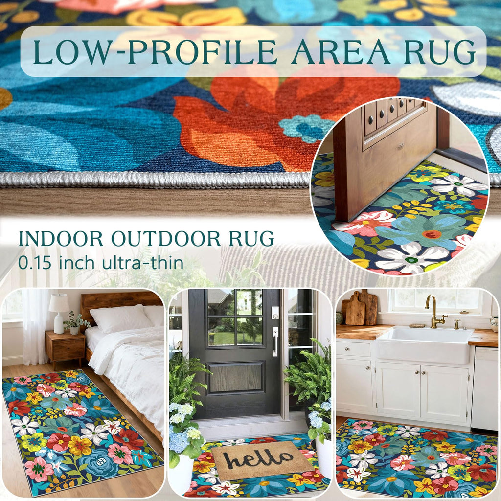 Othilic Floral Outdoor Rug - 28"x43" Front Door Mat Indoor Outside Entrance