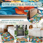 Othilic Floral Outdoor Rug - 28"x43" Front Door Mat Indoor Outside Entrance