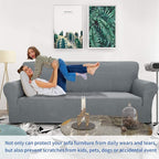 ZNSAYOTX 1 Piece Jacquard Chair Slipcovers for Living Room High Stretch Chair Covers with Arms Anti Slip Pets Friendly Couch Sofa Armchair Cover Furniture Protector (Chair, Light Grey)