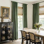 Faux Linen Total Blackout Curtains for Bedroom 102 Inches Long, Olive Green