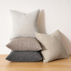 Topfinel 4 Packs Natural Decorative Throw Pillows Covers 26x26 Inch for Living Room Couch Bed Sofa, Rustic Farmhouse Boho Neutral Home Decor, Soft Plush Striped Corduroy Square Cushion Case 65x65 cm