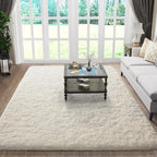 Ophanie Rugs for Living Room, Upgrade Non-Slip Fluffy Soft 5x8 Area Rug, Shag Large Fuzzy Plush Carpets for Bedroom Ivory, Shaggy Kids Boys Girls Dorm Nursery Home Decor Aesthetic