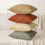 MIULEE Corduroy Decorative Throw Pillow Covers 18x18 Light Olive Pack of 2