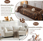 HANDONTIME Boho Geometric Couch Covers for Sofa Pet Friendly Brown and Black Sofa Covers Washable Chenille Couch Blanket Cover for 2 3 Cushion Couches Pet Protector Furniture Cover Soft, 71" X 118"