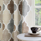 Beauoop 100% Blackout Curtains 84 Inches Long 2 Panels for Bedroom Living Room Brown Grey Moroccan Geo Room Darkening Thermal Insulated Soundproof Grommet Top Window Treatments Drapes, 50x84 Set of 2