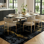 RELEANY Washable 6'x9' Abstract Area Rug for Living Room Black Gold