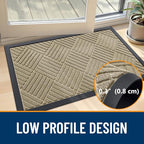 OLANLY Front Door Mat Outside Entrance 47x32, Absorbent, Heavy Duty Sturdy Natural Rubber Doormat Indoor Outdoor, Stain and Fade Resistant, Non-Slip Low Profile Floor Mat for Entryway, Beige Diamond