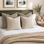 MIULEE Corduroy Decorative Throw Pillow Covers 16x16 Cream White Pack of 2