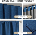 Joydeco Linen Blackout Curtains for Bedroom - 100% Light Blocking 1 Panels, Navy Blue Drapes 100" W x 108" L, Thermal Insulated Room Darkening Curtains for Living Room, Rod Pocket & Back Tabs