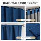 Joydeco Linen Blackout Curtains for Bedroom - 100% Light Blocking 1 Panels, Navy Blue Drapes 70" W x 108" L, Thermal Insulated Room Darkening Curtains for Living Room, Rod Pocket & Back Tabs