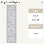 Runner Rug 3x12 Washable Non-Slip Hallway Runner Rugs for Kitchen Bathroom Laundry Room Grey Vintage Floor Carpet Runners for Hallways Entryway