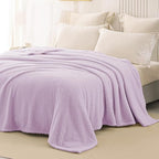 Whale Flotilla Twin Size Fuzzy Fleece Blanket for Bed, 60x80 Inch Fluffy Warm Soft Jacquard Blankets for All Season, Lightweight and Cozy, Lilac