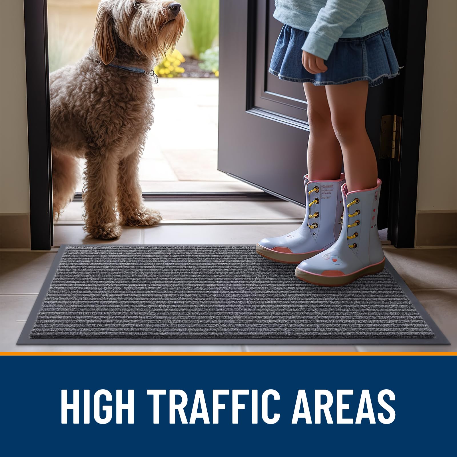 OLANLY Front Door Mat 47x32, Waterproof Heavy-Duty Indoor Outdoor Doormat