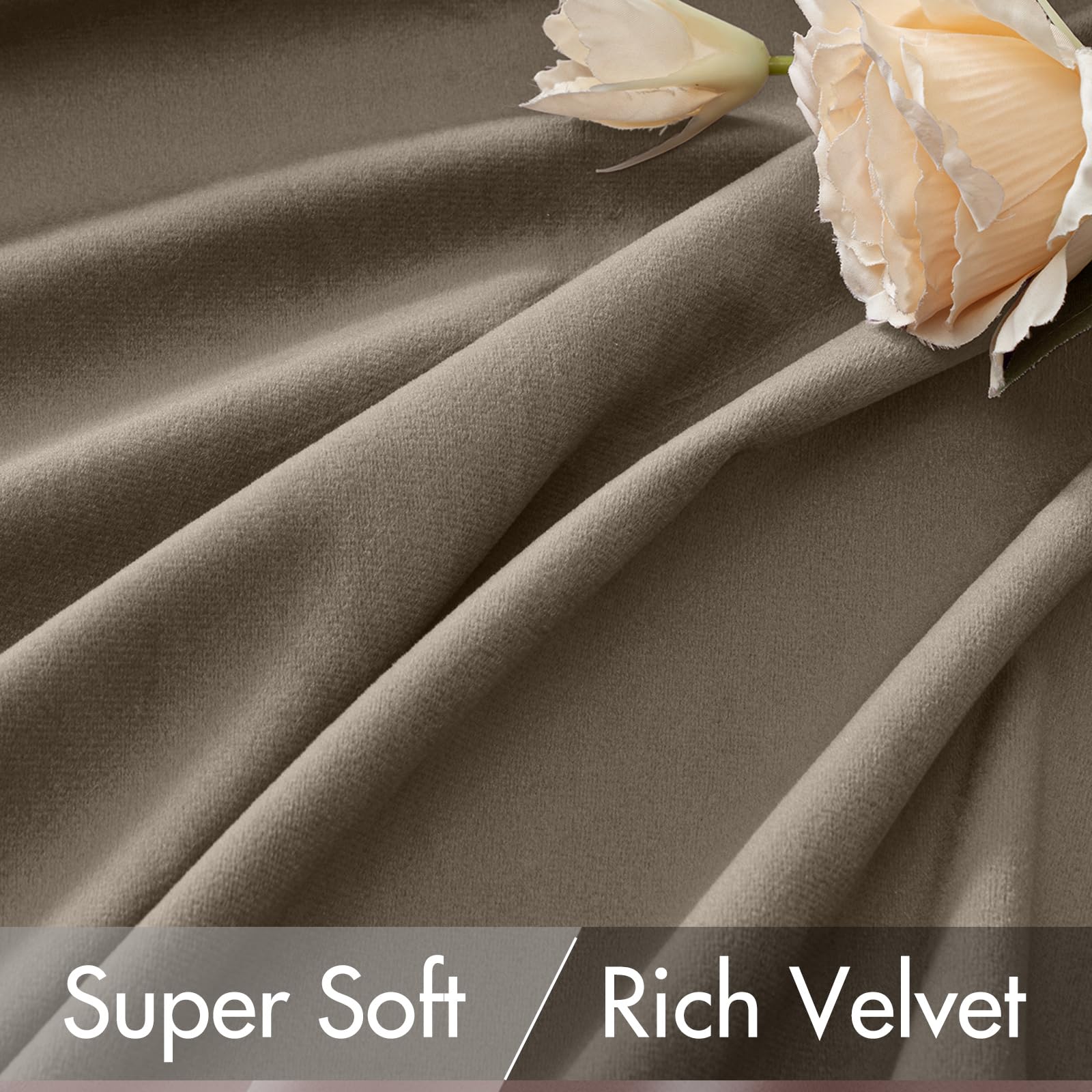 MIULEE Taupe Velvet Curtains 52x108 inches Luxury Blackout Curtains
