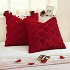 decorUhome Red Heart Cute Girl Faux Fur Throw Pillow Covers 18x18 Set of 2