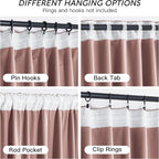 RYB HOME Dusty Pink Velvet Curtains 102 inches with Hook Belt, Soft Fabric Room Darkening Thermal Insulated Luxurious Home Decor Curtains for Living Room Bedroom, W 52" x L 102", 2 Panels Set
