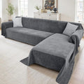 Sectional Couch Covers, 2 Pieces Washable L Shaped Couch Covers Sofa Blanket for Dogs Pet Friendly Sectional Sofa Slipcovers Furniture Covers,71"x 110"+ 71"x 118",(X-Large,Dark Gray)