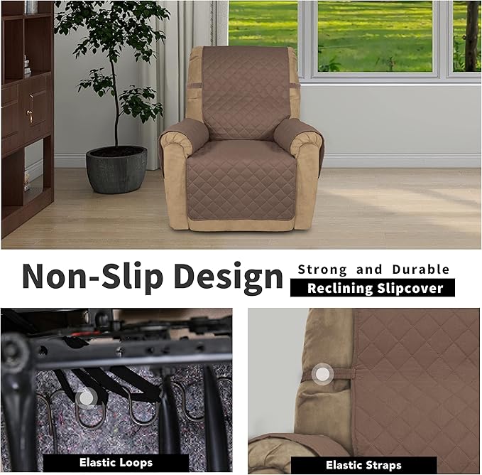 Easy-Going Reversible Couch Cover, Recliner 22 in, Brown/Brown