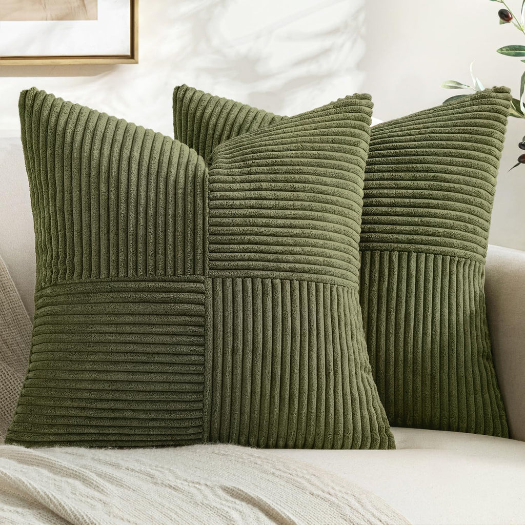 MIULEE Olive Green Decorative Throw Pillow Covers for Couch 18x18 Inch