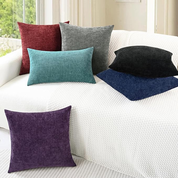 CaliTime Decorative Couch Throw Pillow Covers 18 X 18 Inches Burgundy