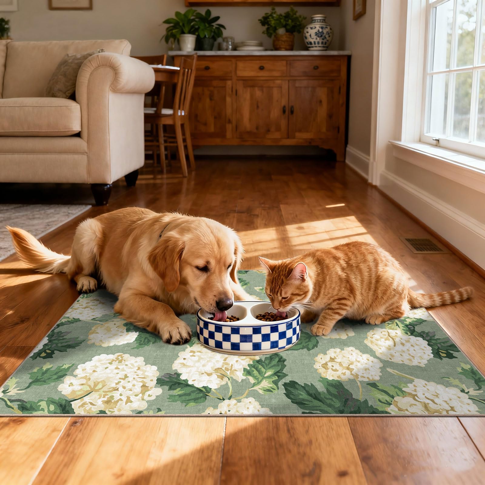 Othilic Front Door Mat Outside Entrance - 2x3 Sage Green Floral Entry Rug