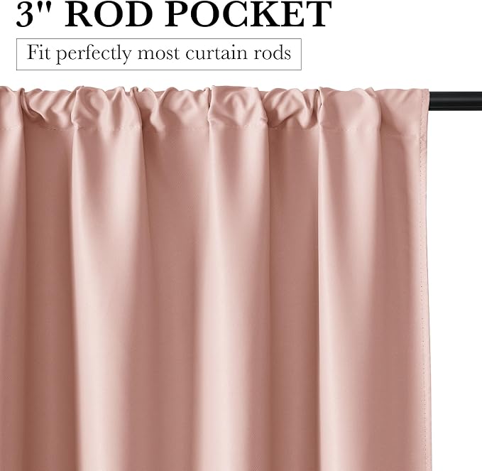 RYB HOME Bedroom Blackout Curtains 80 inches Long, 100% Blackout