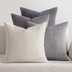 MIULEE Soft Corduroy Decorative Throw Pillow Covers Neutral Grey 18x18