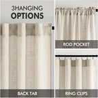 MIULEE Cream Linen Curtains 52x72 Inch 2 Panels for Bedroom Living Room
