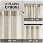 MIULEE Cream Linen Curtains 52x108 Inches Long for Bedroom and Living Room
