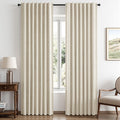MIULEE 100% Blackout Linen Curtains for Bedroom 42 x 72 Inch Cream 2 Panels