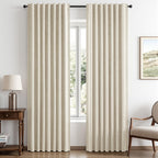 MIULEE 100% Blackout Linen Curtains for Bedroom 42 x 72 Inch Cream 2 Panels