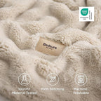 Bedsure 3D Fleece Bubble Blanket for Couch - GentleSoft Beige Twin Blanket for Sofa Bed Room Decor - Luxury Soft Cozy Gifts for Kids, Lightweight, All Seasons, Beige, 60"×80"