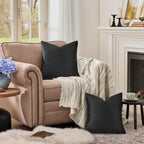 GIGIZAZA Black Velvet Pillow Covers 16x16 Decorative Pillows Pack of 2