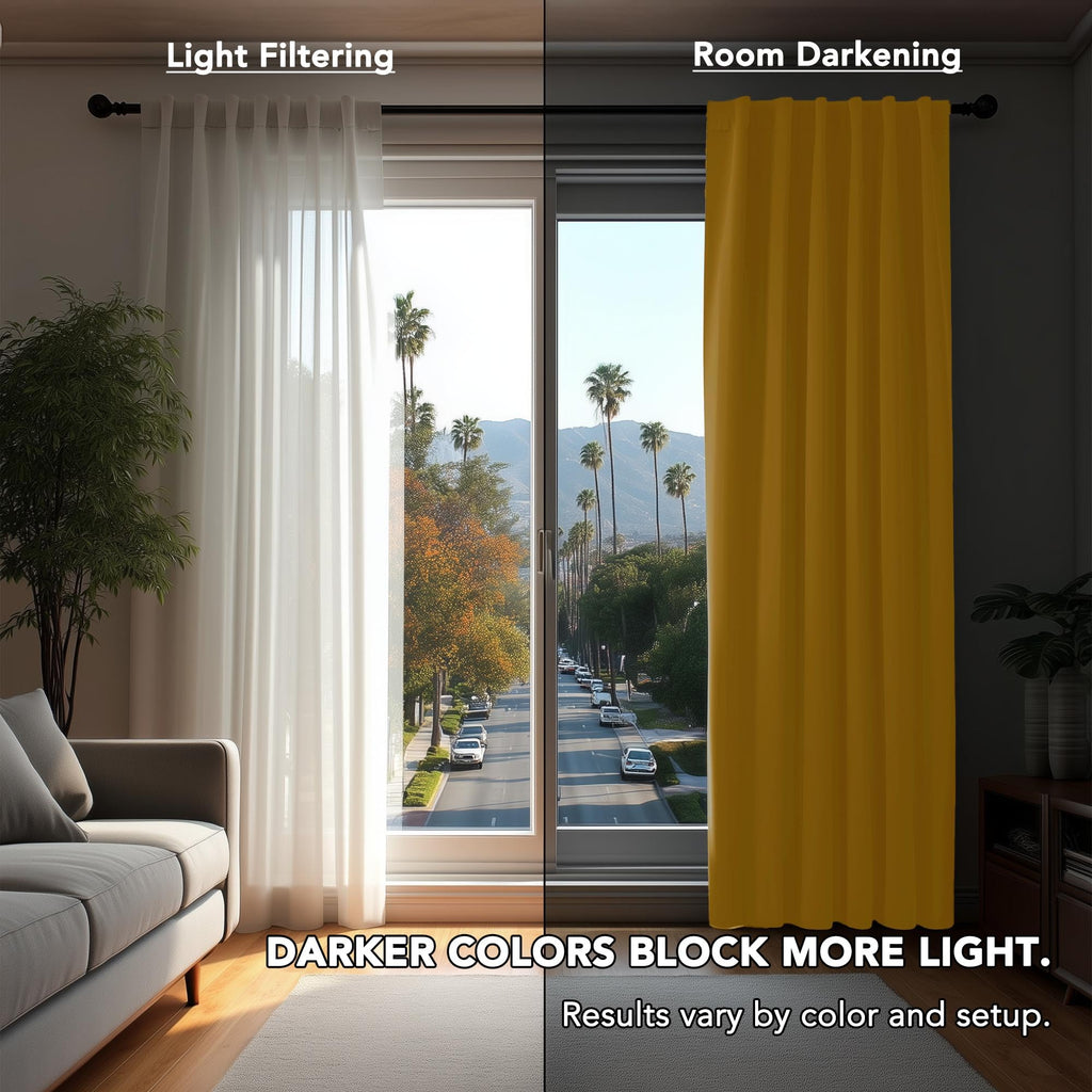 Deconovo Rod Pocket and Back Tab Blackout Curtains for Living Room Thermal Insulated Room Darkening Curtains 42Wx95L Inch Mellow Yellow 2 Panels