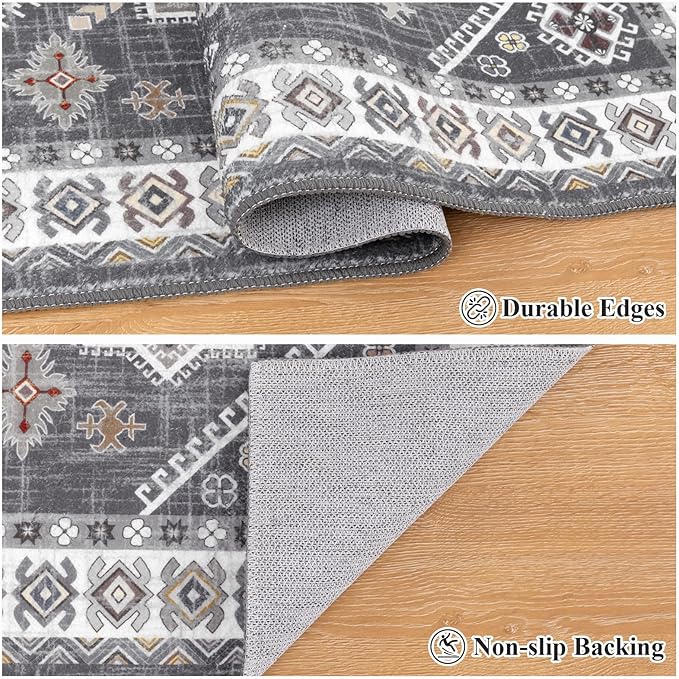 HEBE Washable Kitchen Rugs Runner 2'x 6', Non Slip Hallway Runner Rug, Low Pile Entryway Rug Laundry Room Mat Kitchen Carpet Runners for Hallways, Bathroom, Laundry, Bedside Rug