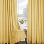 Gold Curtains for Living Room Back Tab Modern Farmhouse Semi Sheer Curtains 102 inches Long 2 Panels Set Muted Neutral Window Curtain for Dining Room Bedroom 52x102