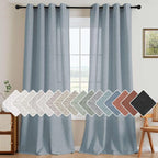 H.VERSAILTEX Linen Curtains Nickel Grommet Semi Sheer Curtains Privacy Added Energy Saving Light Filtering Window Treatments Draperies for Bedroom, Stone Blue, 2 Panels, 52 x 108 - Inch