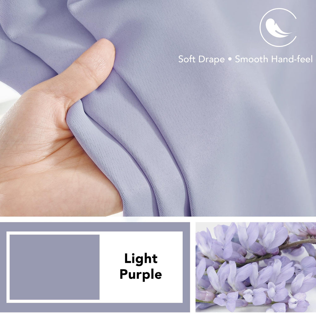 Deconovo Rod Pocket and Back Tab Blackout Curtains for Living Room Thermal Insulated Room Darkening Curtains 42Wx95L Inch Light Purple 2 Panels