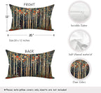 Rustic William Morris Inspired Autumn Forest Decor Pillow Covers 12x20,Vintage Botanical Nature Decorative Throw Pillow Covers for Home Bedroom Living Room,Fall Home Room Decor