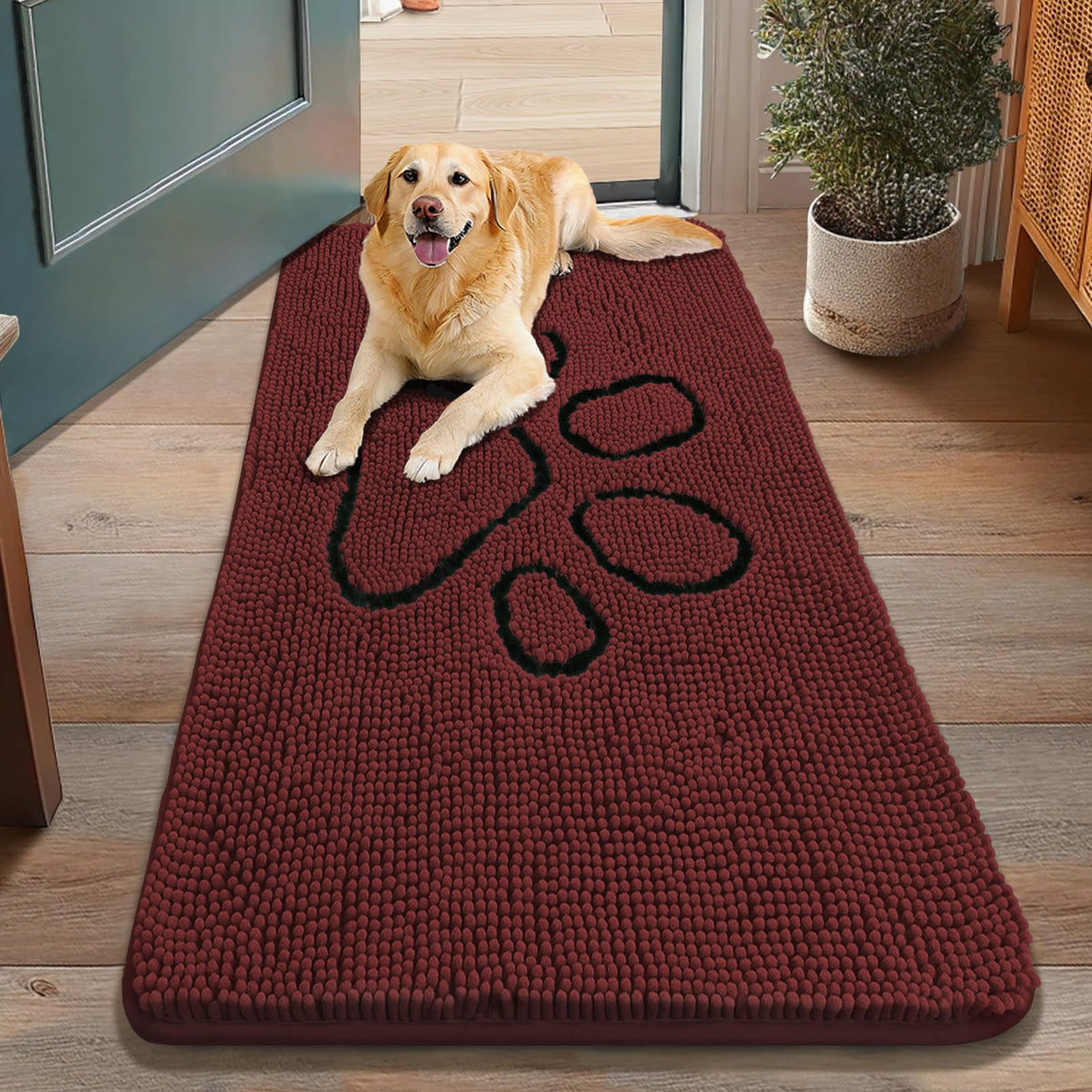 Smiry Dog Door Mat for Muddy Paws, Absorbent Non Slip Dirt Trapper, 48x30