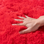Quntue Small Area Rug, 2x3 Red Rug for Bedroom Shaggy Throw Rugs for Girls Room, Soft Carpet for Kids Room, Plush Non-Slip Fluffy Bedside Rug for Living Room Nursery Dorm Home Decor