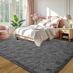 LOCHAS Ultra Soft Indoor Modern Area Rugs 6x9, Fluffy Living Room Carpets for Children Bedroom Home Decor Nursery Rug, Coal-Gray