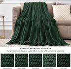 BEDELITE Fleece Throw Blanket for Couch – 3D Ribbed Jacquard Soft and Warm Decorative Fuzzy Blanket – Cozy, Fluffy, Plush Lightweight Emerland Green Throw Blankets for Bed, Sofa, 50x60 inches