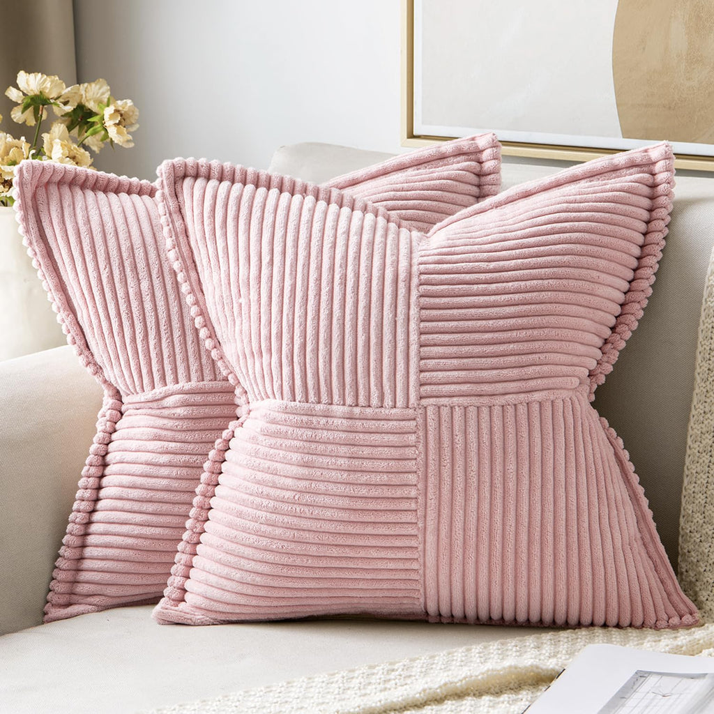 MIULEE Decorative Throw Pillow Covers for Couch 18x18 Inch Pink 2 Pack