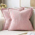 MIULEE Decorative Throw Pillow Covers for Couch 20x20 Inch Pink 2 Pack