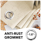 H.VERSAILTEX Linen Blackout Curtains Durable Thick Textured Linen Look 100% Blackout Patio Door Curtain Anti Rust Grommet Extra Wide Sliding Door Curtain Panel, Bleached Sand, W100 x L108 inch