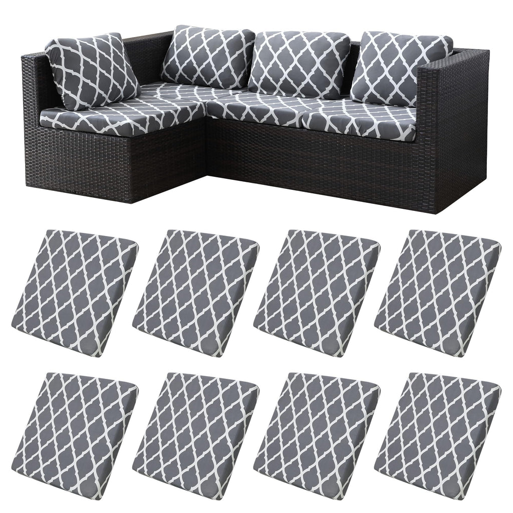 8 Piece Outdoor Cushion Covers, Patio Sofa Cushion Covers, Stretch Fit
