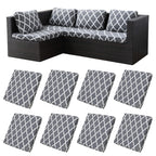 8 Piece Outdoor Cushion Covers, Patio Sofa Cushion Covers, Stretch Fit